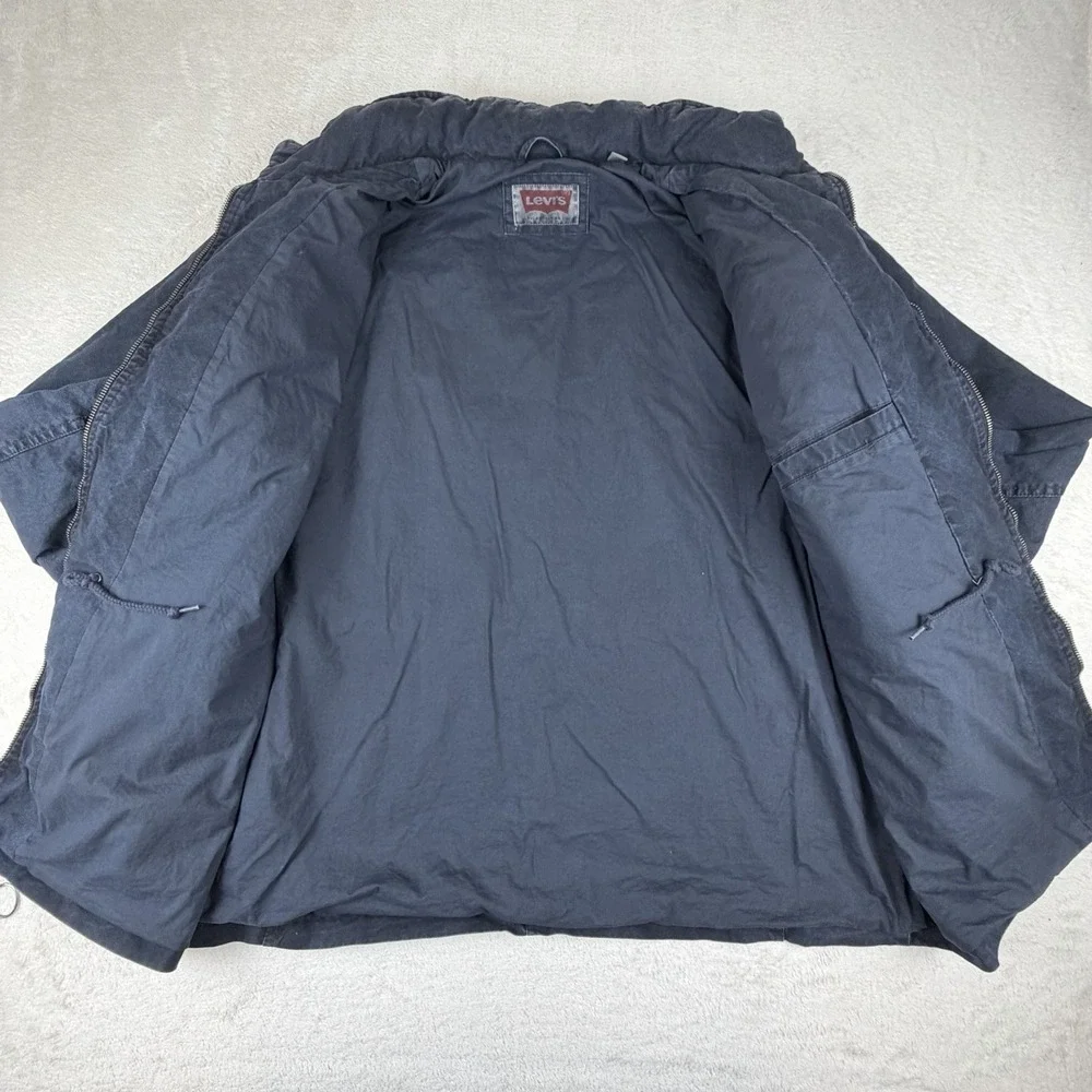 Levi's Utility Field Jacket Mens XL Navy Blue Quilted Coat Military Canvas Chore